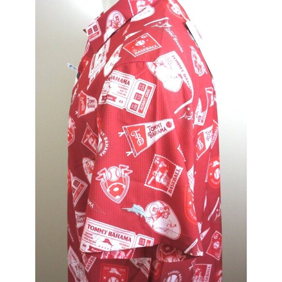 Tommy Bahama Men's SS Big Hitter Baseball Button Up Shirt Chili Pepper Red NWT - Picture 8 of 8